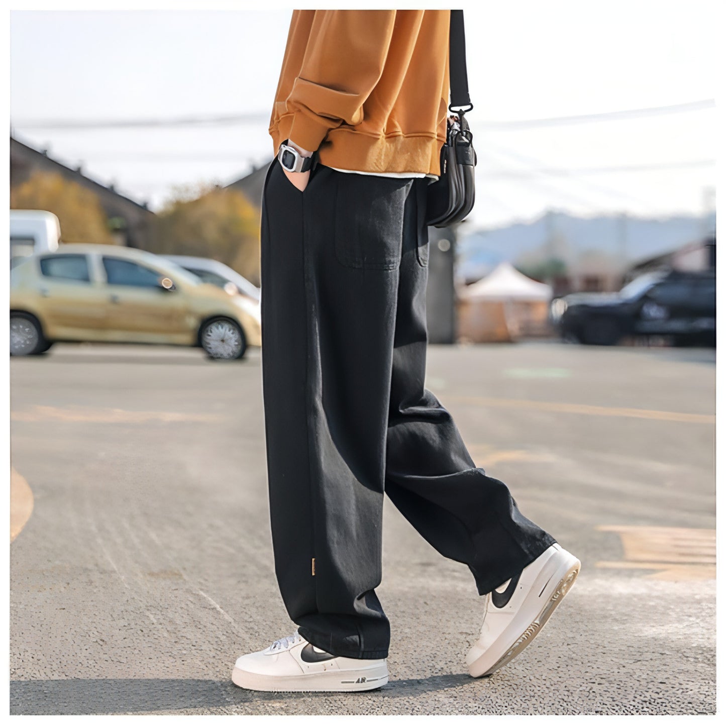 Cotton Pants Men's Casual Straight-leg Pants (Jeans)