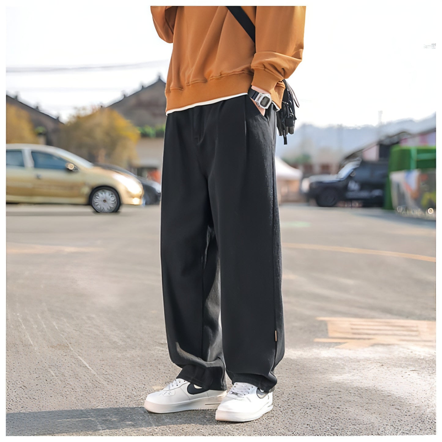 Cotton Pants Men's Casual Straight-leg Pants (Jeans)