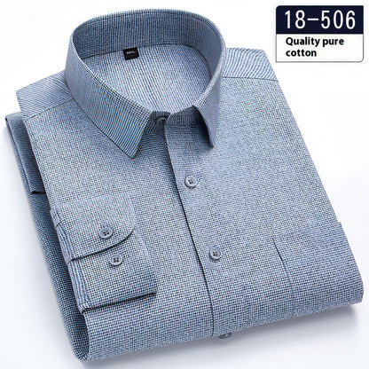 Camisa de vestido de bolso de bolso sólido de manga comprida masculina