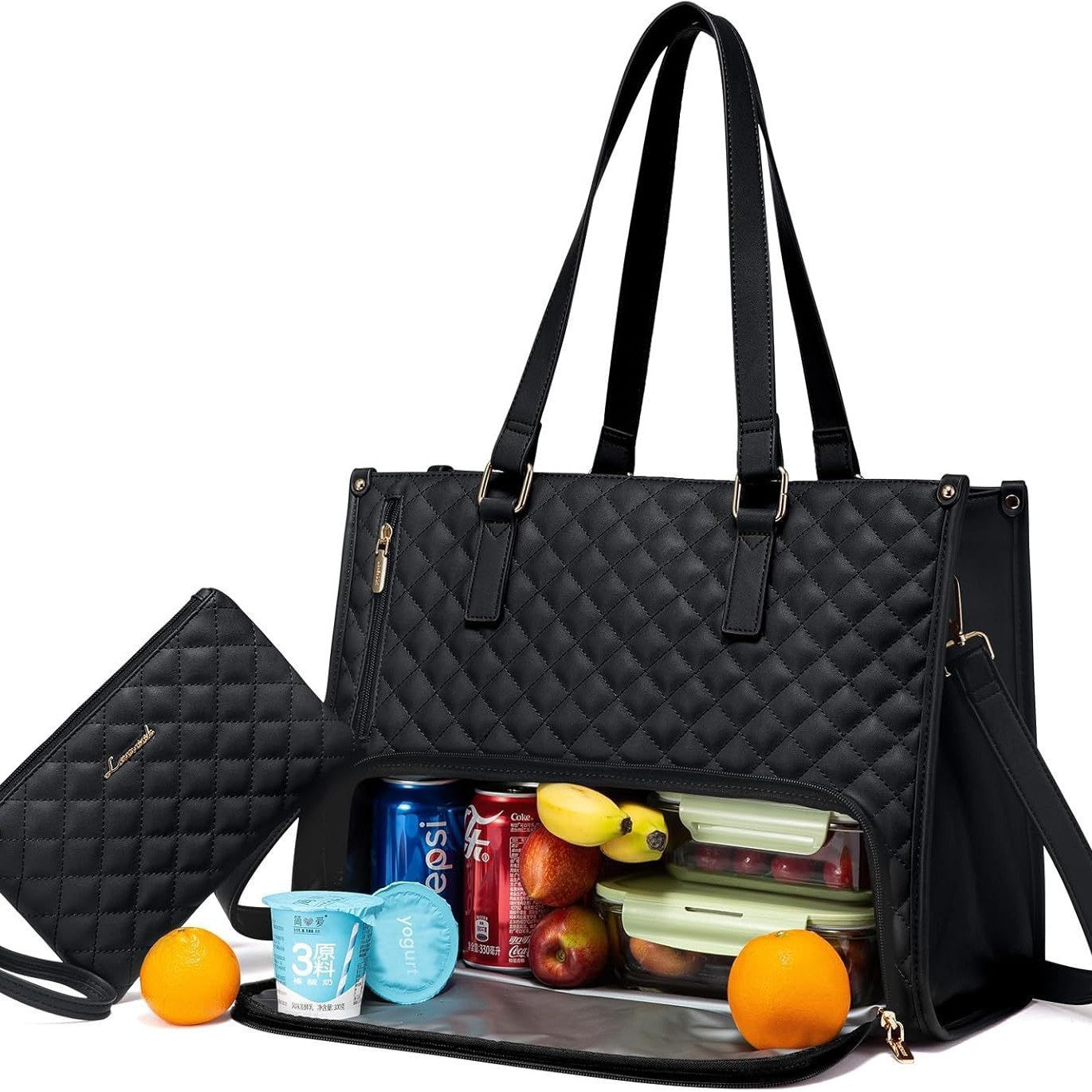 Elegant 2-in-1 Women’s Tote Bag with Insulated Lunch Compartment
