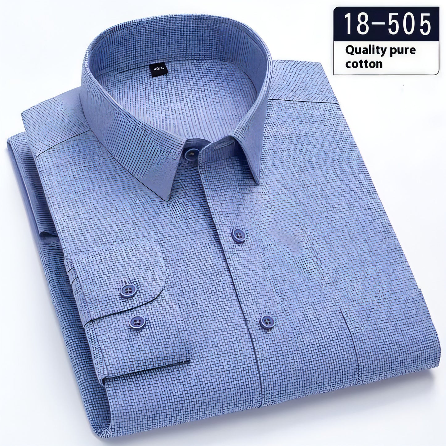 Camisa de vestido de bolso de bolso sólido de manga comprida masculina