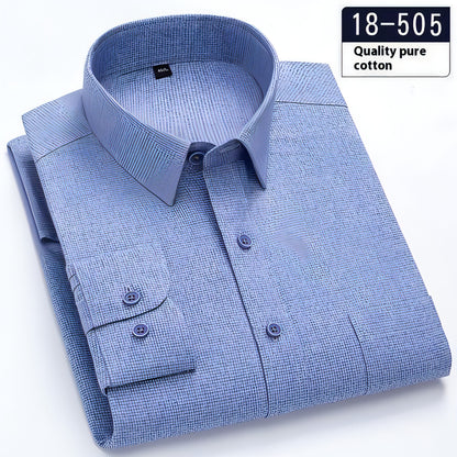 Camisa de vestido de bolso de bolso sólido de manga comprida masculina