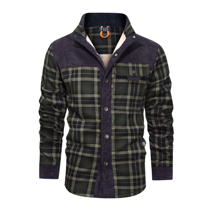 Verdickte Jacke mit klassischem kariertem Flauschfleece-Innenfutter