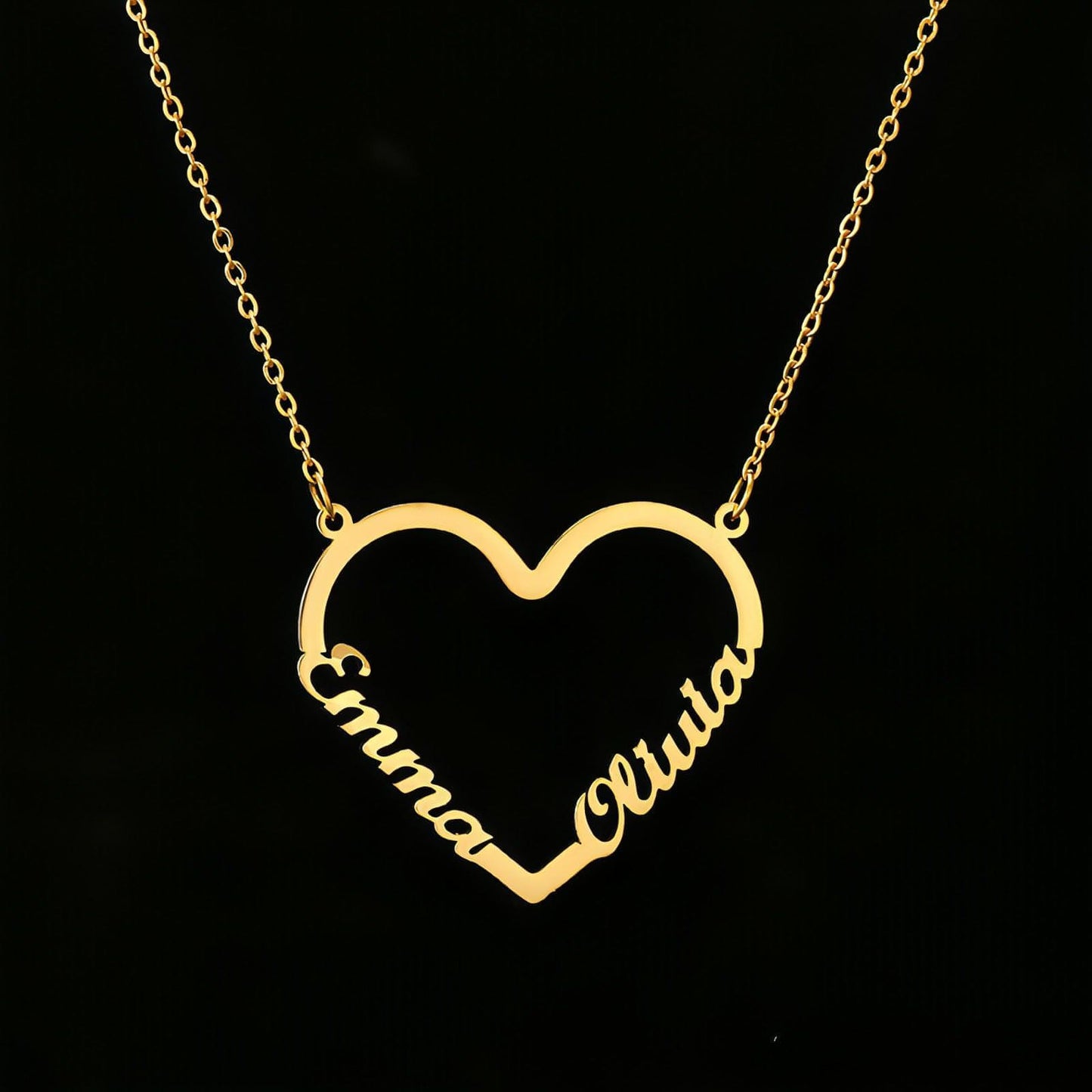 Custom Name Heart Necklace – Personalized Stainless Steel Gold Choker