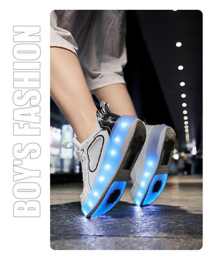 Mesh Double Wheel Heelys Childrening Luminous Charging Skate Shotos de skate de skate