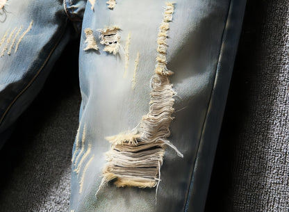 Hong Kong Style Ripped Jeans American Casual Loose Men