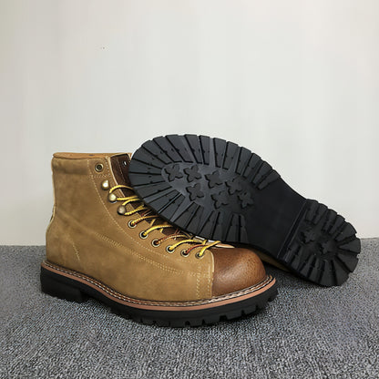 Autumn And Winter Men's Round Toe Fashion Casual Leather Shoes Martin Boots