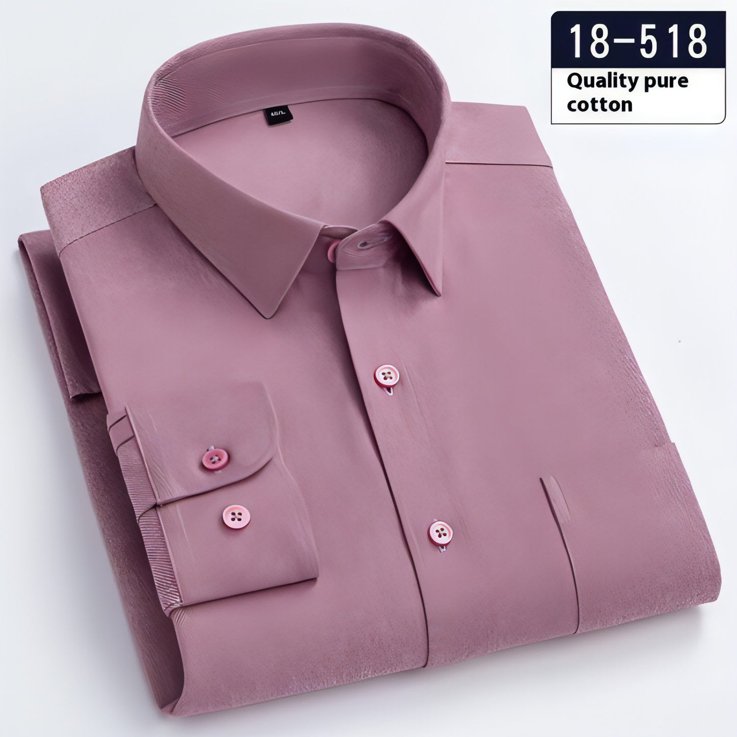 Camisa de vestido de bolso de bolso sólido de manga comprida masculina