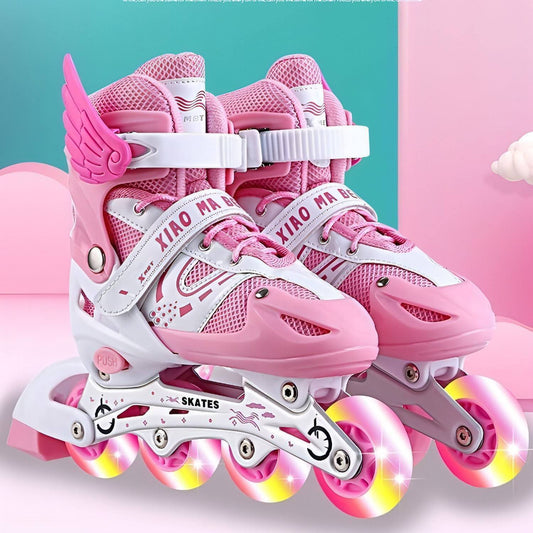 Kids Adjustable Roller Skates – Flash Wheels Skating Shoes for Boys and Girls