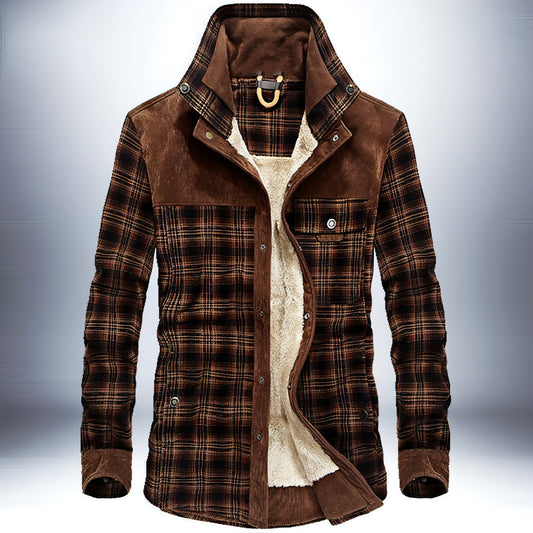 Chaqueta de cuadros de algodón puro para hombre