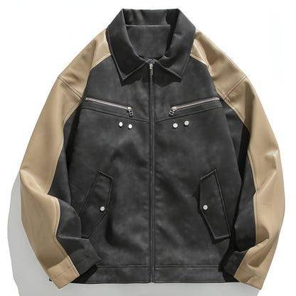 Chaqueta de cuero holgada de estilo hip hop callejero para hombres y mujeres