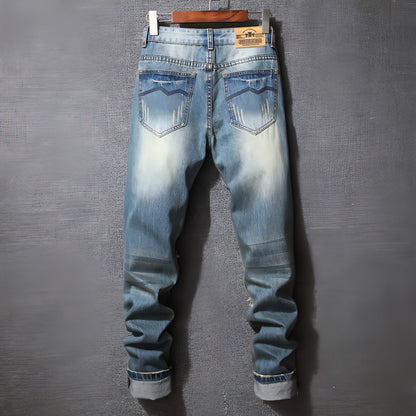 Hong Kong Style Ripped Jeans American Casual Loose Men