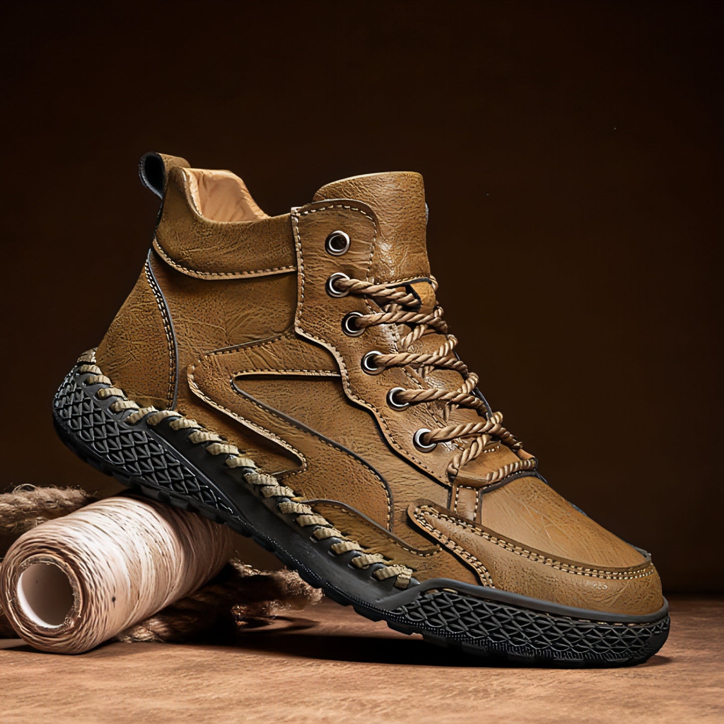 Winter Plush Insulated High Top Leather Shoes Men