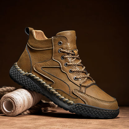Winter Plush Insulated High Top Leather Shoes Men