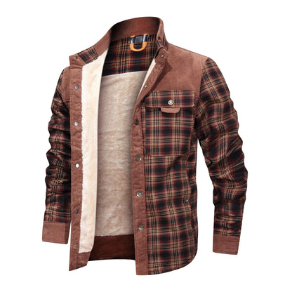 Verdickte Jacke mit klassischem kariertem Flauschfleece-Innenfutter