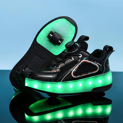 Mesh Double Wheel Heelys Childrening Luminous Charging Skate Shotos de skate de skate