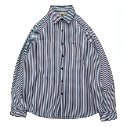 Letter Long Sleeve Loose Boys Summer Trendy All-match Casual DressShirt