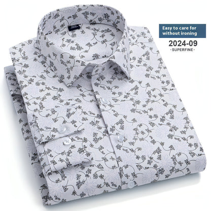 Spring And Autumn Fashion Floral Youth Men's Long-sleeved DressShirt