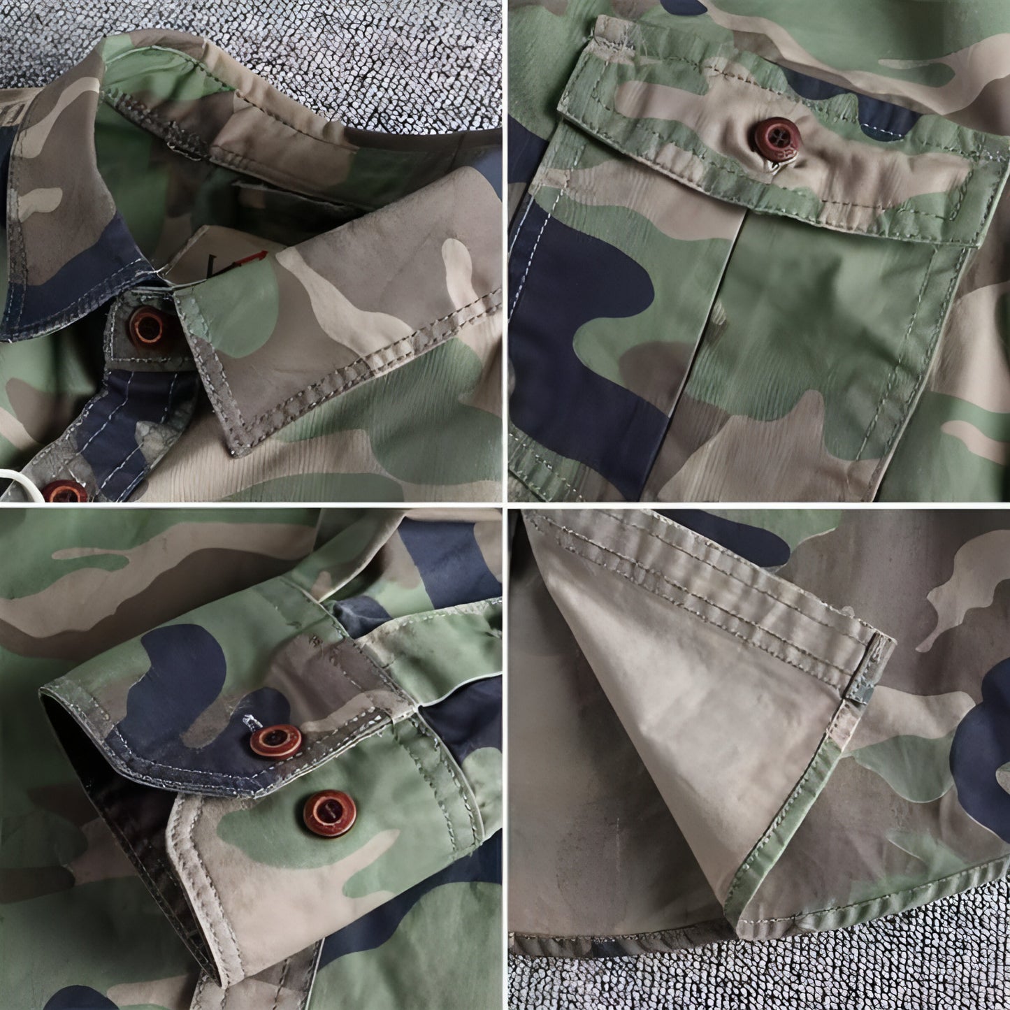 Gewaschenes Camouflage American Overalls Langarmhemd Herren