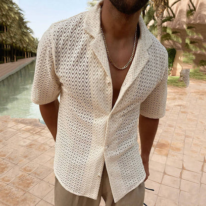 European & American Lace Polo Shirt – Breathable Summer Elegance