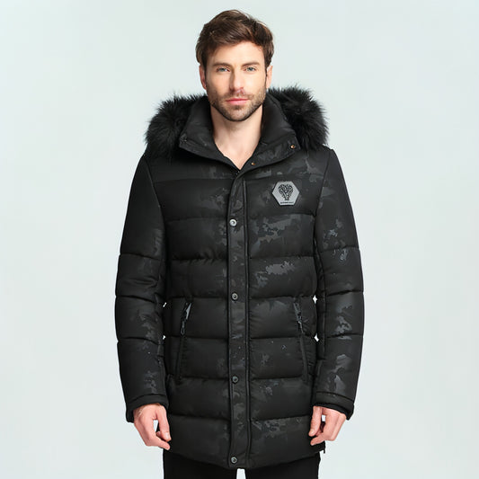 Herren Kurze, verdickte Winter-Outdoor-Kleidung aus Baumwolle mit britischem Pelzkragen, Manteljacke