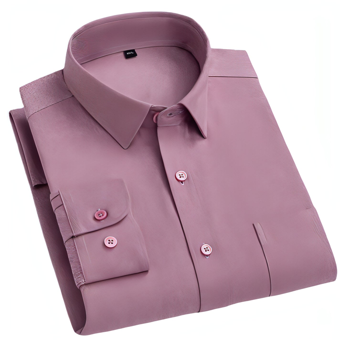 Camisa de vestido de bolso de bolso sólido de manga comprida masculina