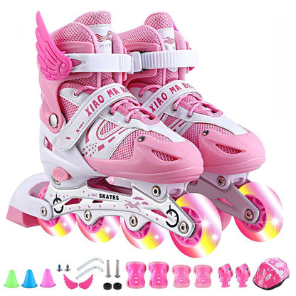 Kids Adjustable Roller Skates – Flash Wheels Skating Shoes for Boys and Girls