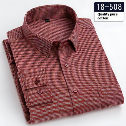 Camisa de vestido de bolso de bolso sólido de manga comprida masculina