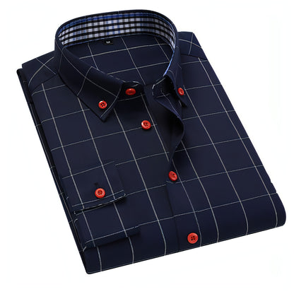 Fall Men's DressShirt Long Sleeve Casual Slim Fit