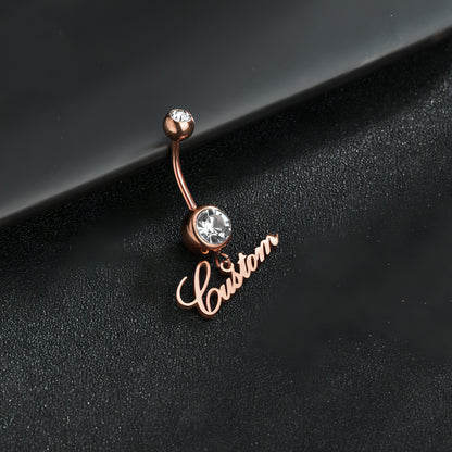 Custom Zircon Alphabet Belly Button Ring – Personalized Body Jewelry