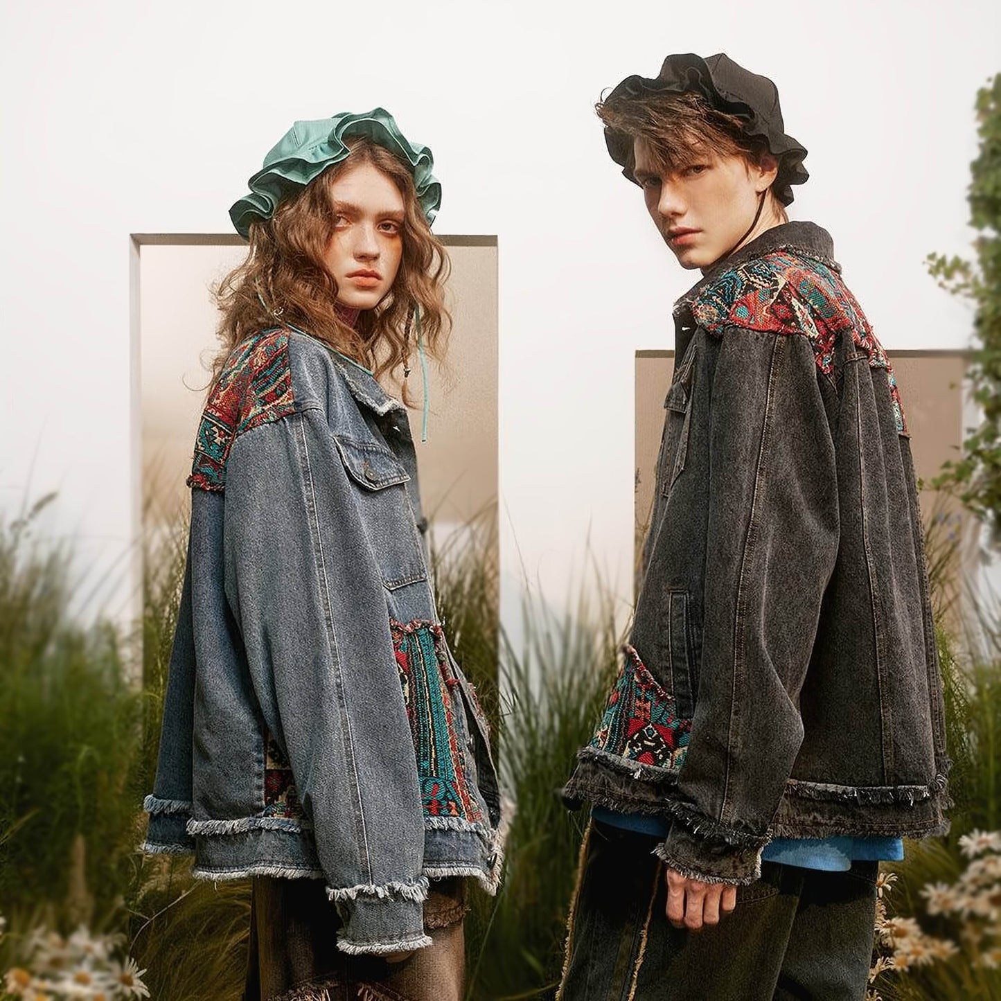 1. Jaqueta de jeans lavada de estilo de estilo nacional