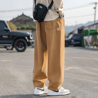 Cotton Pants Men's Casual Straight-leg Pants (Jeans)