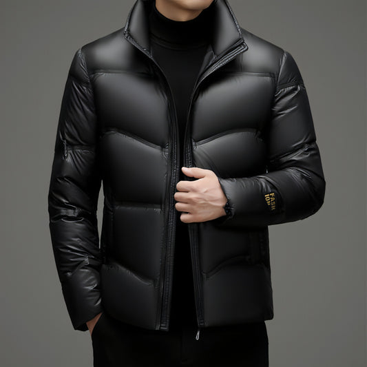 Winter Mid-old Herren Daunenjacke Stehkragen Mantel Verdickter Schutz Männer