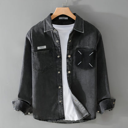 Modisches, langärmeliges Retro-Denim-Hemd für Herren