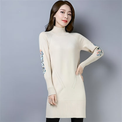 Autumn And Winter Fleece-lined Thickened Woolen Dress Sweater