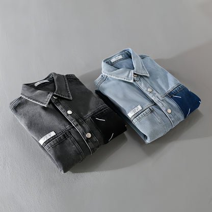 Modisches, langärmeliges Retro-Denim-Hemd für Herren
