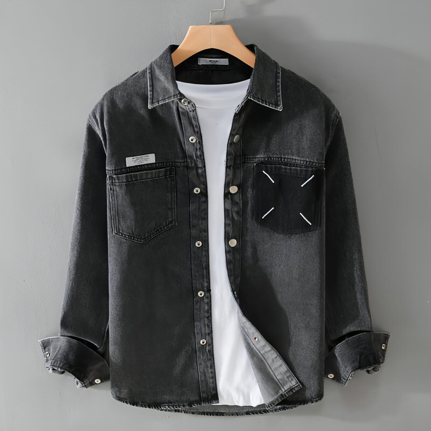Modisches, langärmeliges Retro-Denim-Hemd für Herren