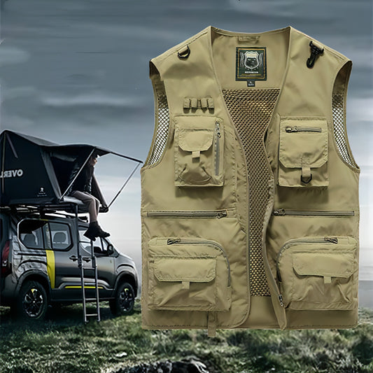 Chaleco safari chaqueta multibolsillos hombre
