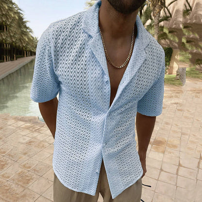 European & American Lace Polo Shirt – Breathable Summer Elegance