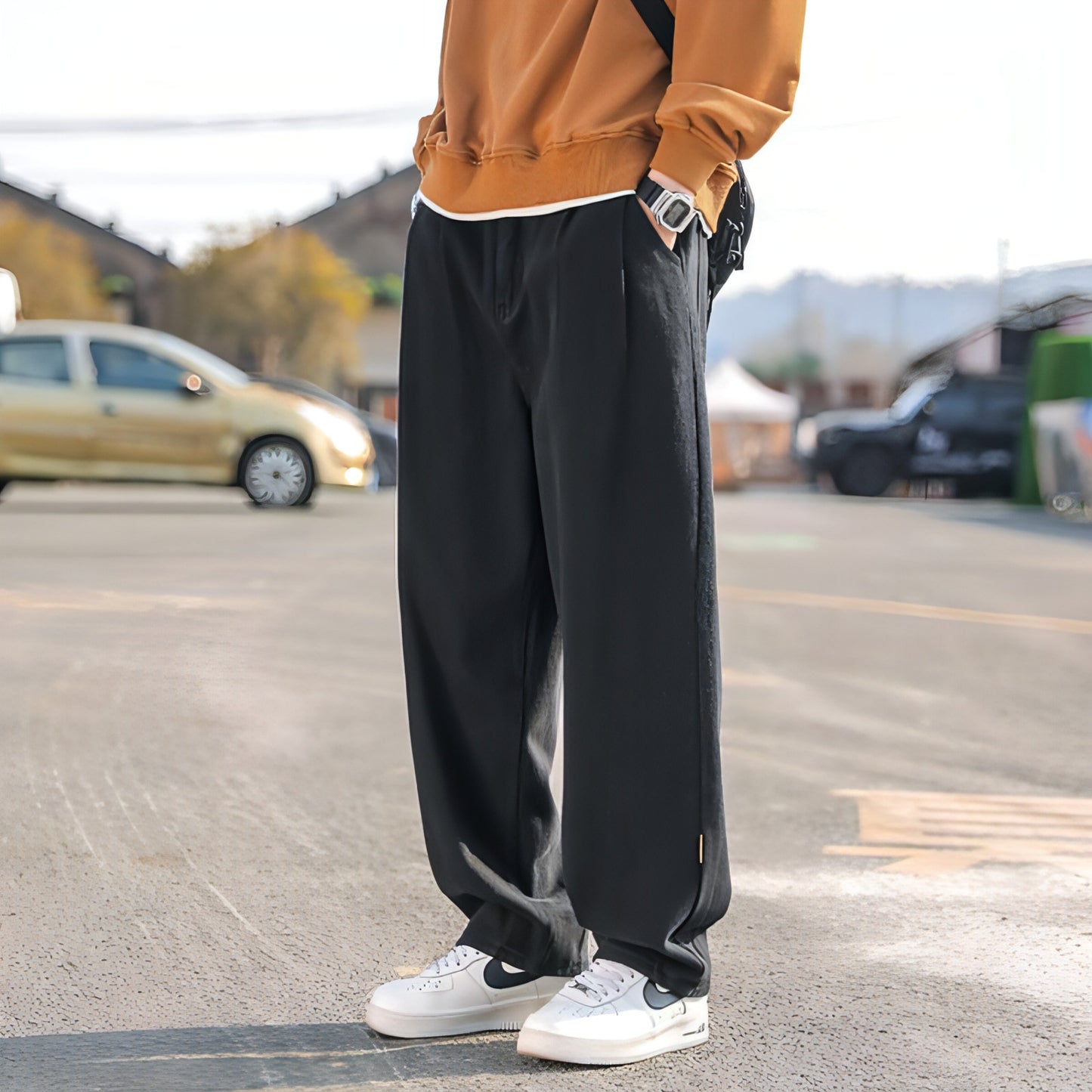 Cotton Pants Men's Casual Straight-leg Pants (Jeans)