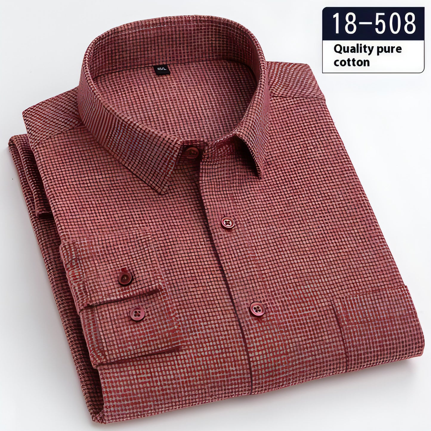 Camisa de vestido de bolso de bolso sólido de manga comprida masculina