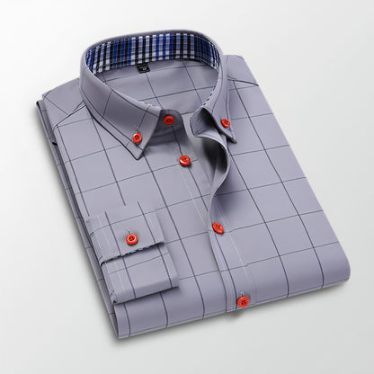 Fall Men's DressShirt Long Sleeve Casual Slim Fit