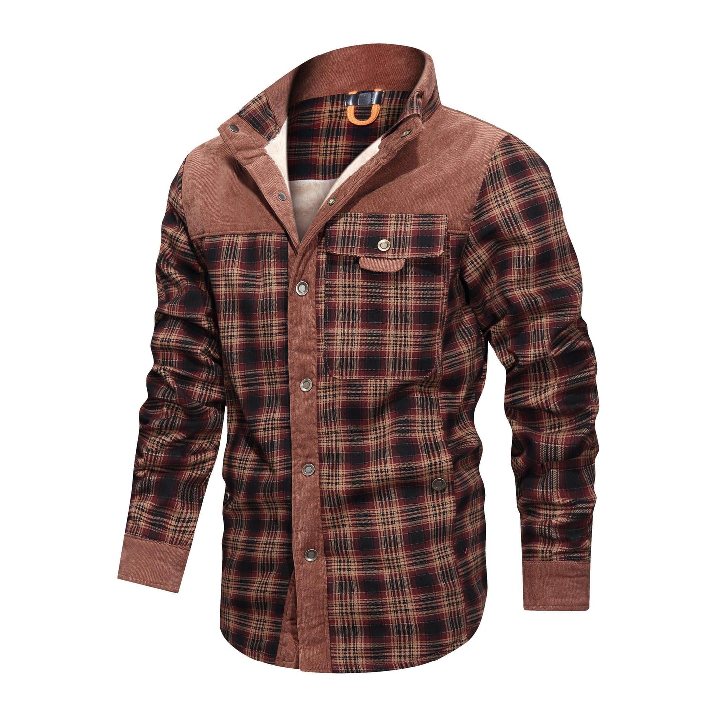 Verdickte Jacke mit klassischem kariertem Flauschfleece-Innenfutter