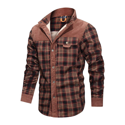 Verdickte Jacke mit klassischem kariertem Flauschfleece-Innenfutter