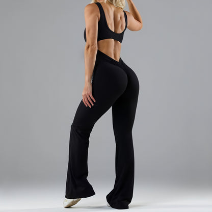 Tight Yoga Bodysuit Casual Hollow Seamless Women (Leggings)