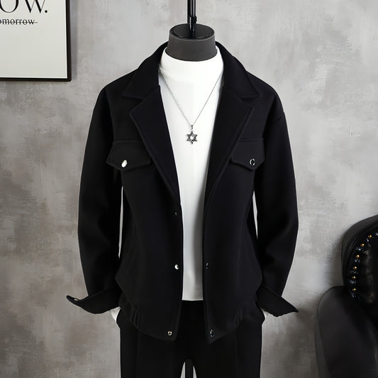 Anzug Kragen Woll Jacke Mantel Männer Verdickt Casual Lose