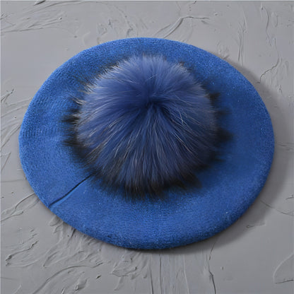 Autumn Winter Berets Hat Women Casual Knitted Wool Beret Wit