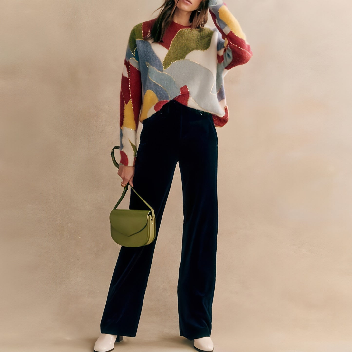 Fashion Elegant Crew Neck Pullover Sweater Women