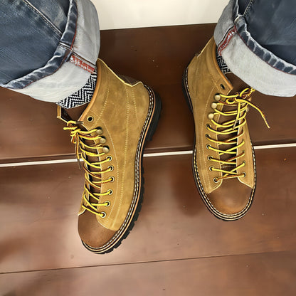 Autumn And Winter Men's Round Toe Fashion Casual Leather Shoes Martin Boots
