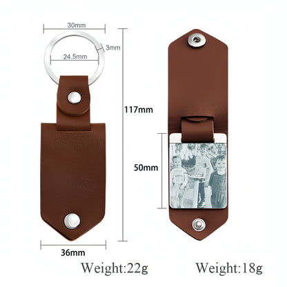 Personalized Leather Photo Frame Key Ring – Stylish & Functional Gift